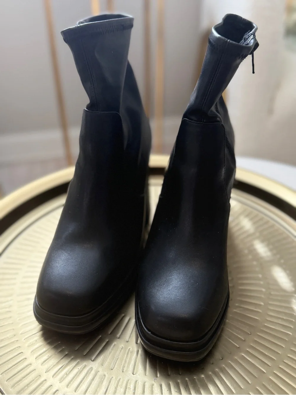 Madden Girl Black Platform Block Heel Ankle Boots